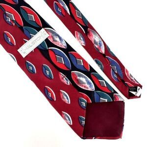 NWT Vintage Halston Italian Silk Necktie Pattern Block Geometric‎ 4” width USA